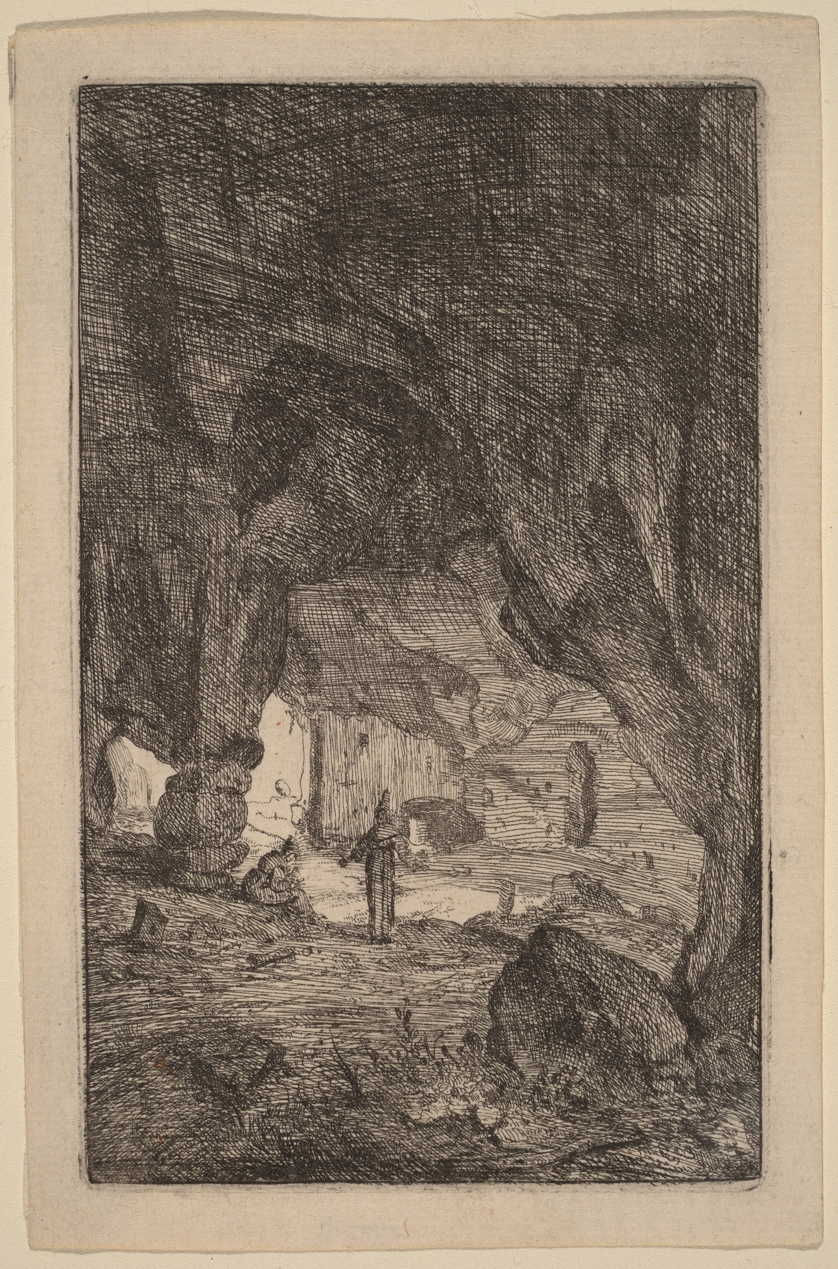 Bartholomeuso Breenbergho 1640 m. paveikslas, kuriame matomas tamsus urvas ir ryškiai apšviesta anga į lauką