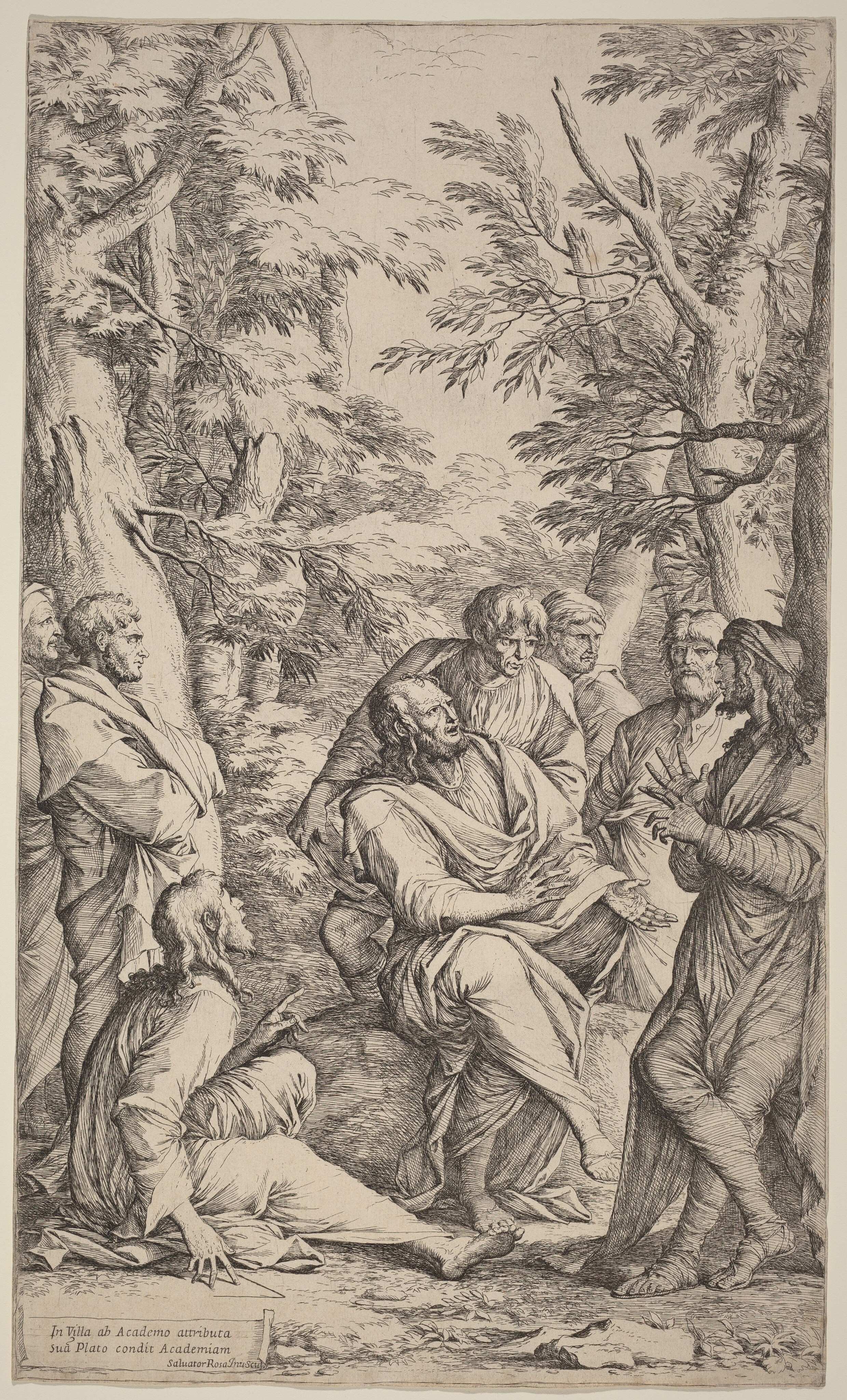 Salvatoro Rosos 1662 m. paveikslas, vaizduojantis gamtoje diskutuojantį Platoną ir jo mokinius
